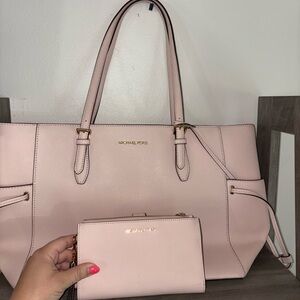 Michael Kors Pink Tote Bag with Gold Hardware